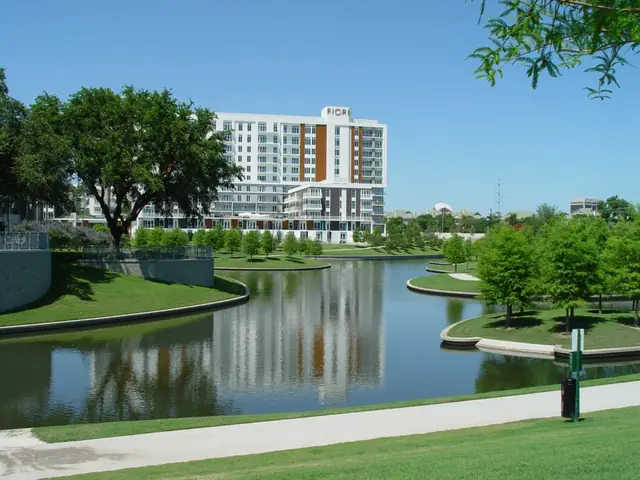 Commercial landscape maintenance at Vitruvian Park, Addison